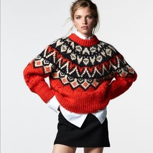 Zara Pom Pom Jacquard Knit Sweater SOLD OUT